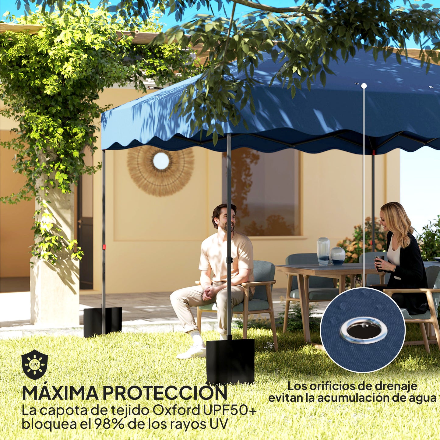 Outsunny Carpa Plegable Pop-up Gazebo 3x3 M Con Protección Uv 50+ Azul Oscuro_5