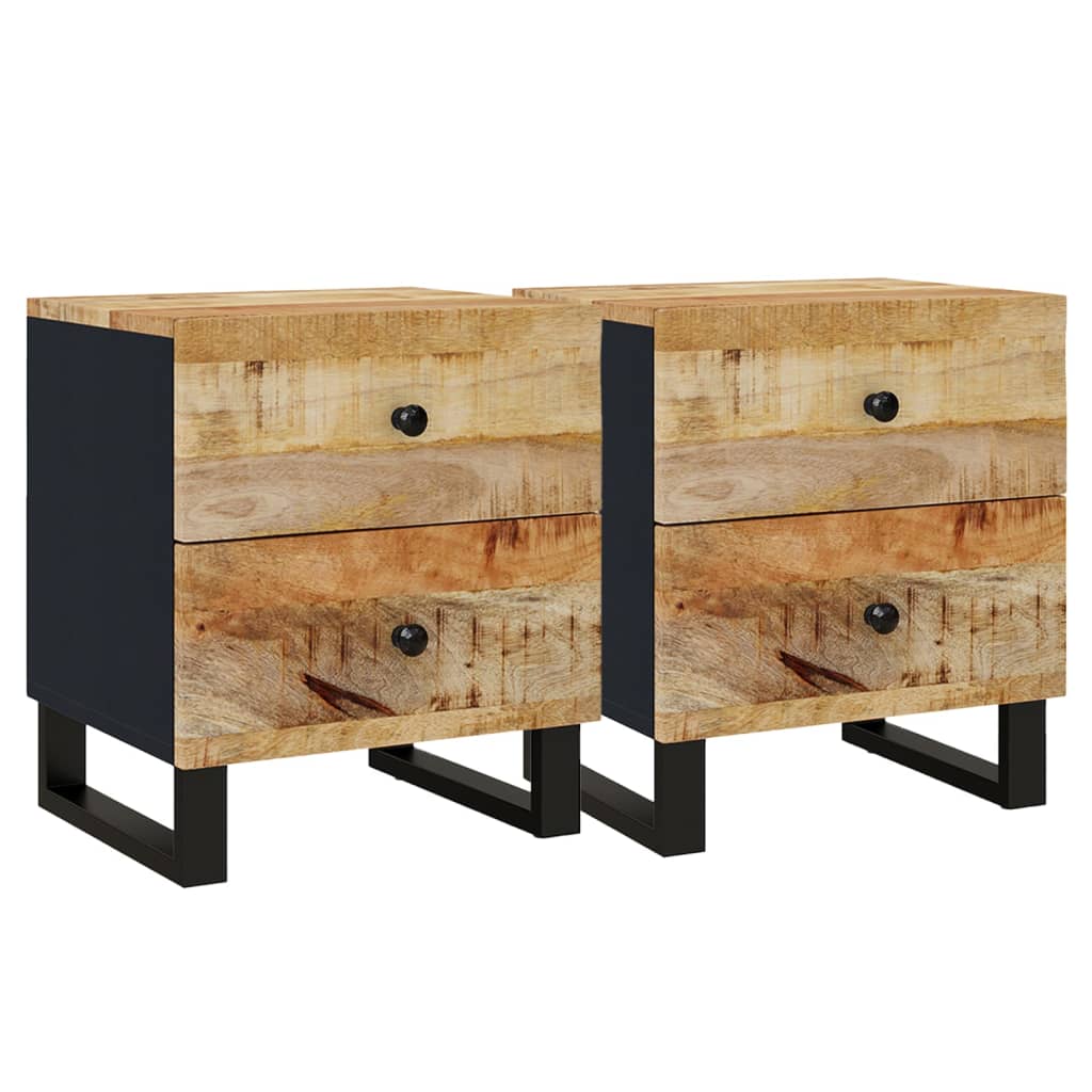 Mesitas De Noche 2 Uds Madera Maciza De Mango 40x33x46 Cm_0