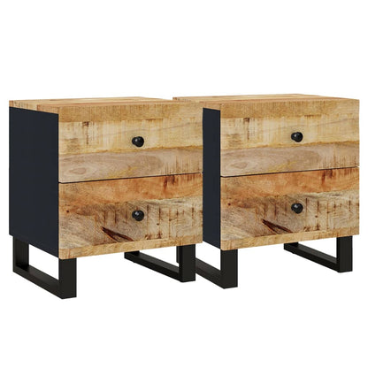 Mesitas De Noche 2 Uds Madera Maciza De Mango 40x33x46 Cm_0