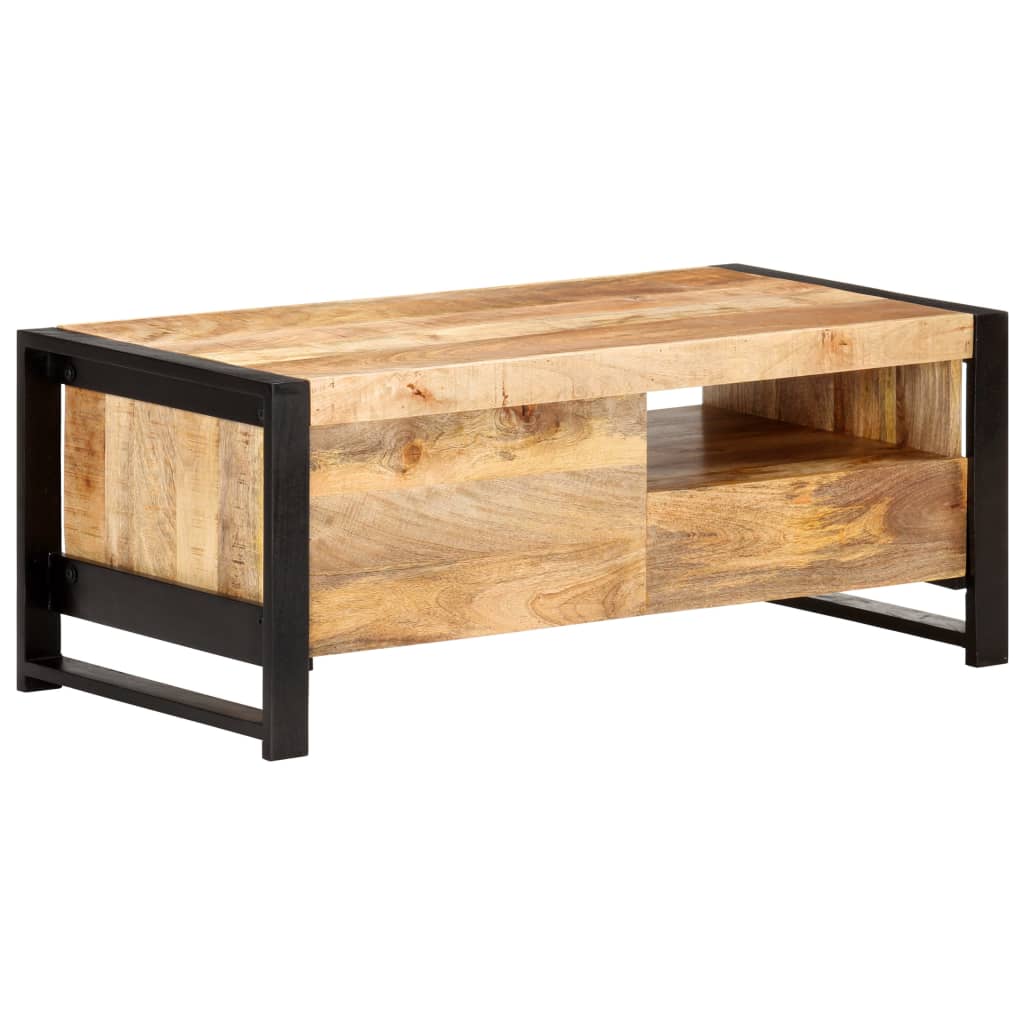 Mesa De Centro De Madera De Mango Rugosa 100x50x40 Cm_2