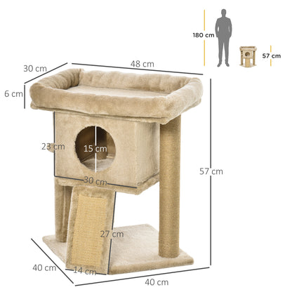 Pawhut Árbol Rascador Para Gatos Pequeños De 57 Cm Con Poste De Yute Rascador_2