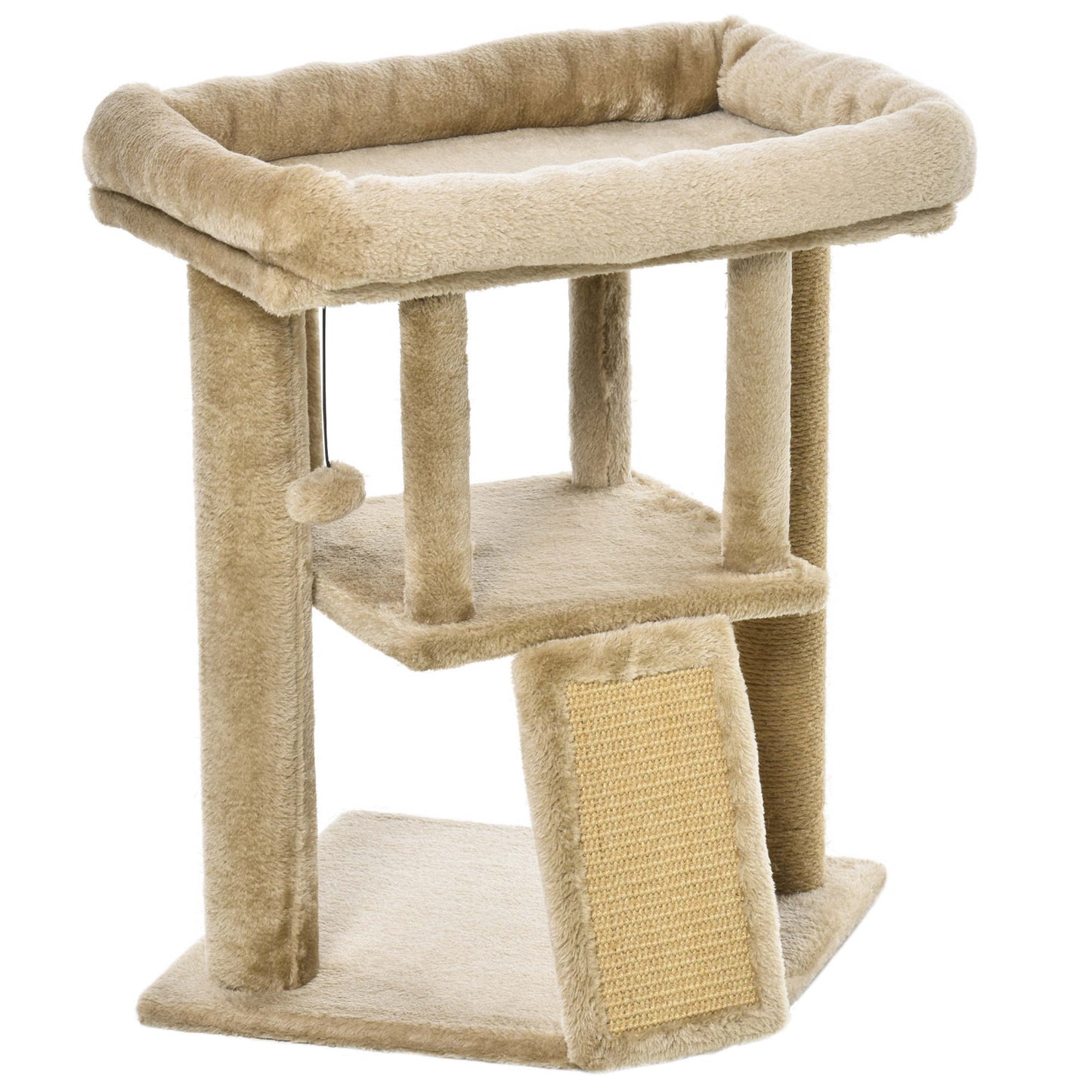 Pawhut Árbol Rascador Para Gatos Pequeños De 57 Cm Con Poste De Yute Rascador_3