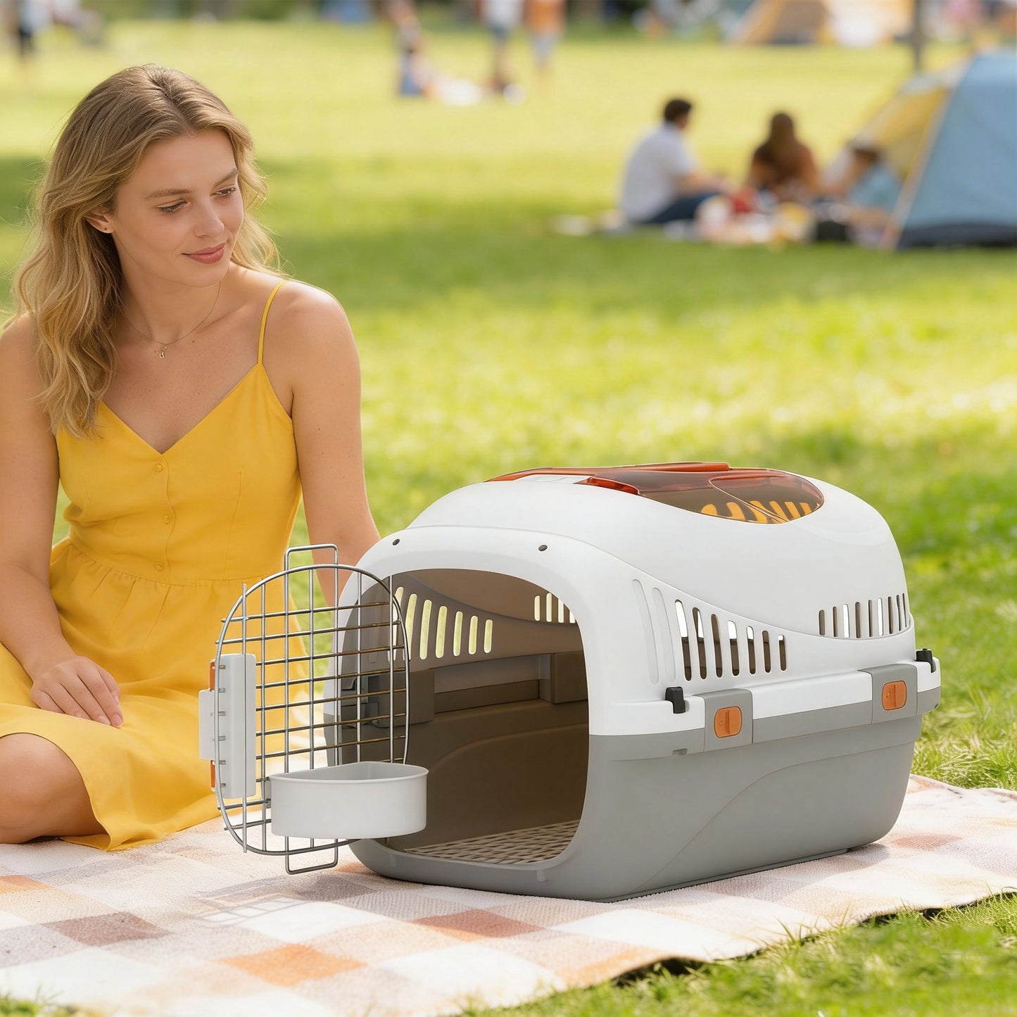 Pawhut Transportín Para Gatos Perros Pequeños De Plástico Carga 4 Kg Gris Claro_1