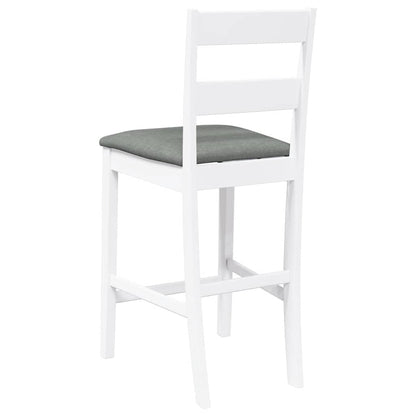 Taburetes De Bar Con Cojines 2 Uds Madera Maciza Blanca Caucho_5
