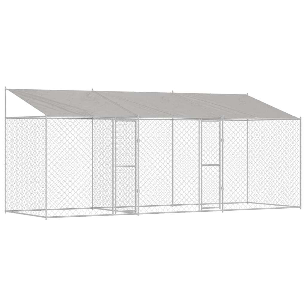 Jaula Para Perro Con Techo Plateado 600 X 200 X 256 Cm_0