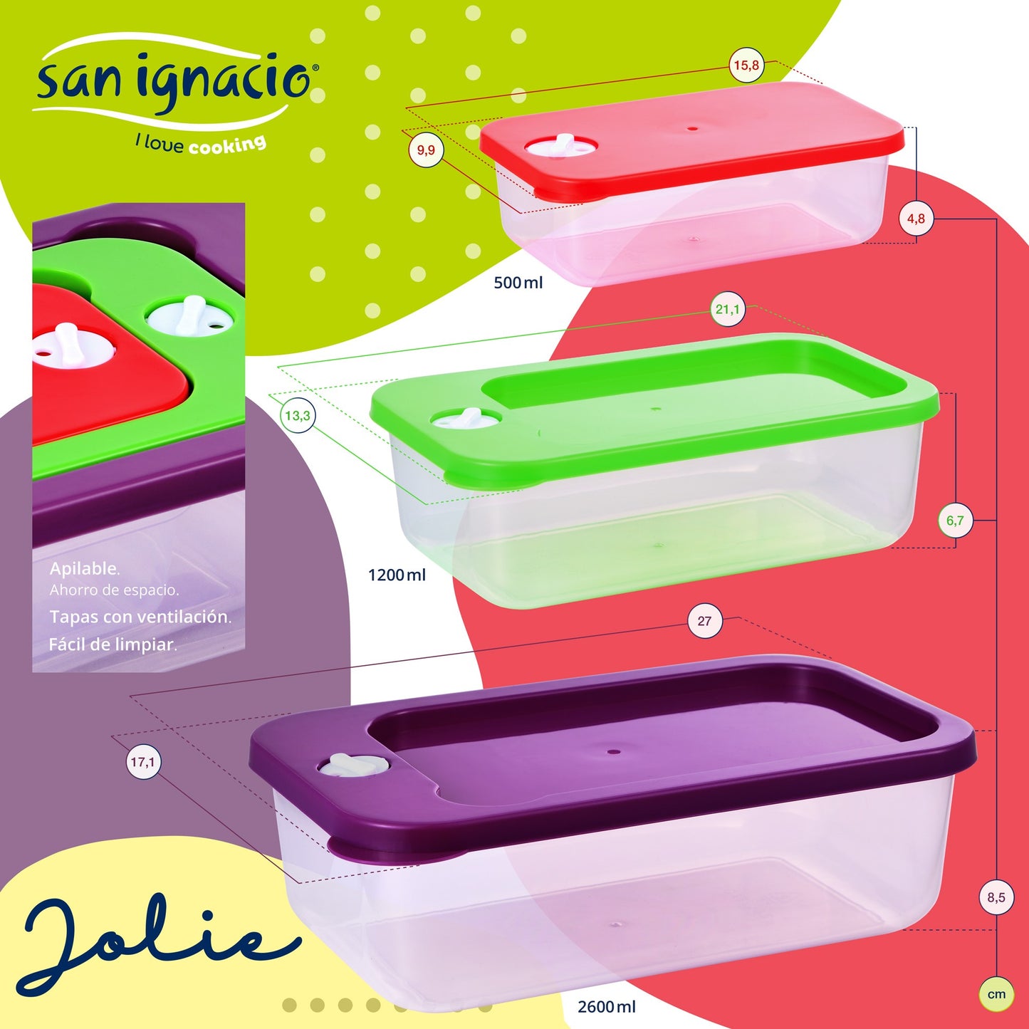 Pack Batería De Cocina 5 Piezas + Set De 3pc Herméticos Apilables De Plástico_3