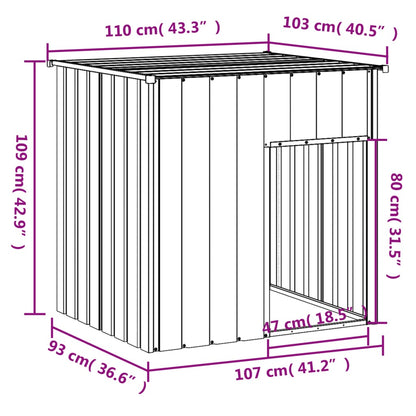 Vidaxl Caseta Para Perro Con Techo, Gris Claro, 110 X 103 X 109 Cm, Acero Galvanizado_2