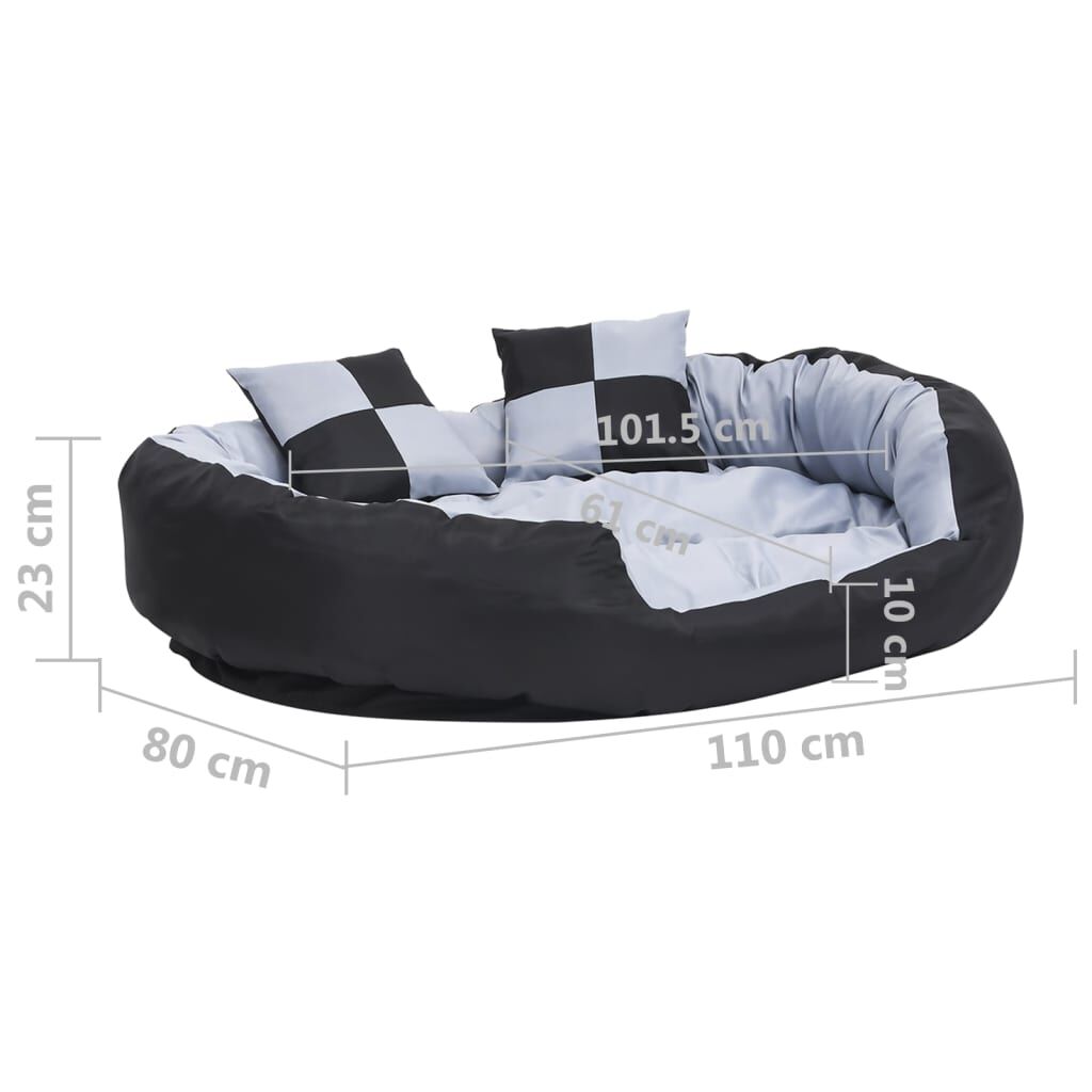 Vidaxl Cojín Para Perro Reversible Y Lavable Gris Y Negro 110x80x23 Cm_2
