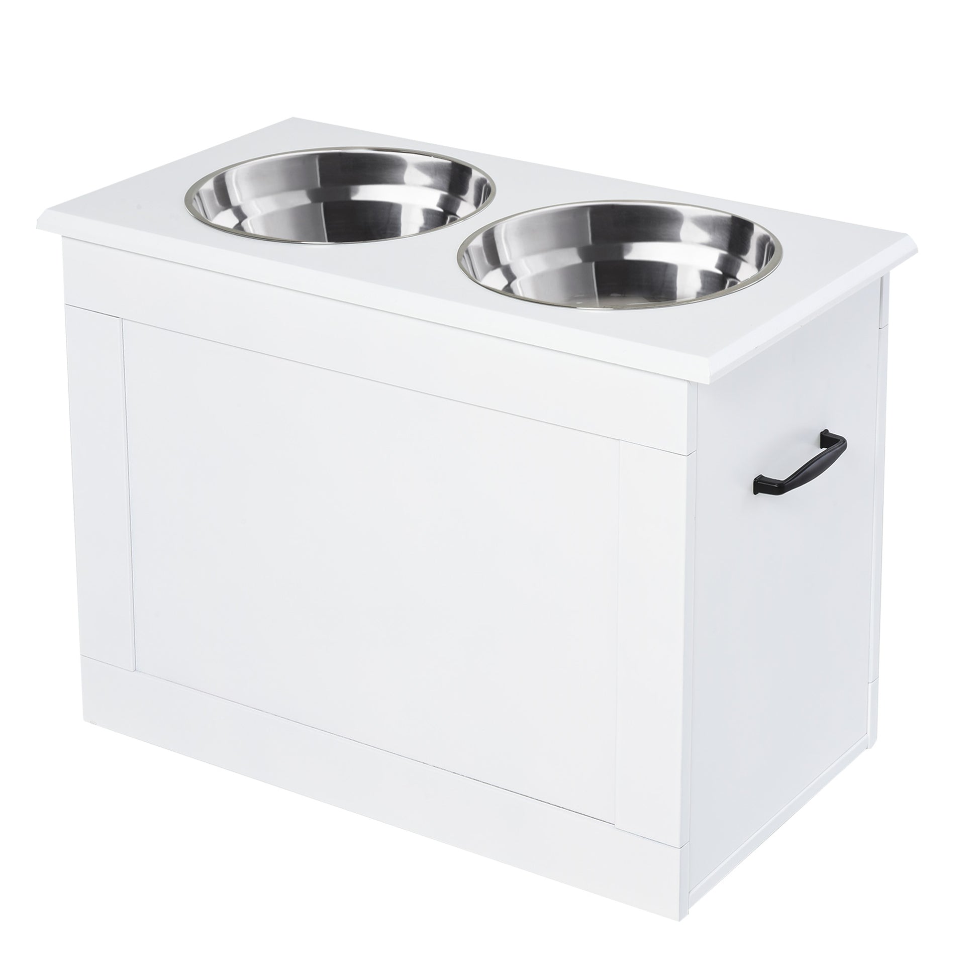 Pawhut Comedero Elevado Para Perros Con 2 Tazones 60x30x41 Cm Blanco_0