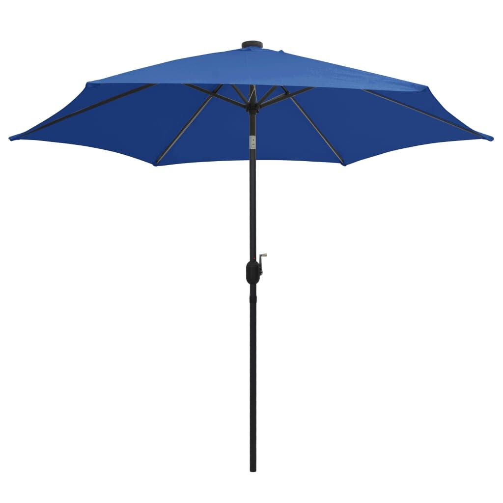 Vidaxl Sombrilla De Jardín Luces Led Palo De Aluminio Azul 300 Cm_0