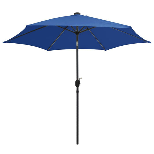 Vidaxl Sombrilla De Jardín Luces Led Palo De Aluminio Azul 300 Cm_0