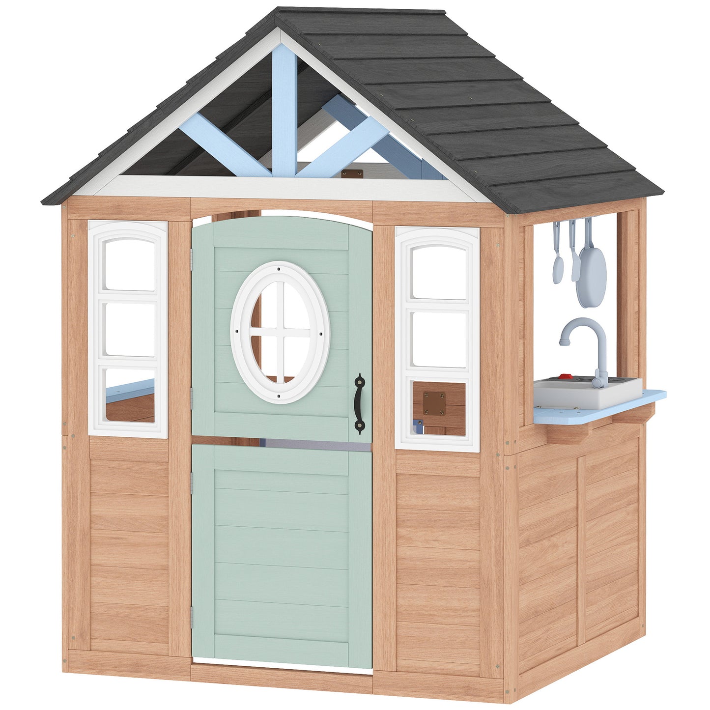 Aiyaplay Casita Infantil De Madera Con Puerta Para Mascotas Cocina De Juguete_0