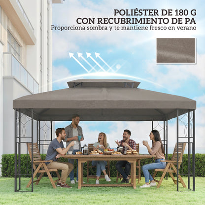 Outsunny Techo De Repuesto Para Cenador 4x3 M Techo Doble Anti-uv Marrón_5