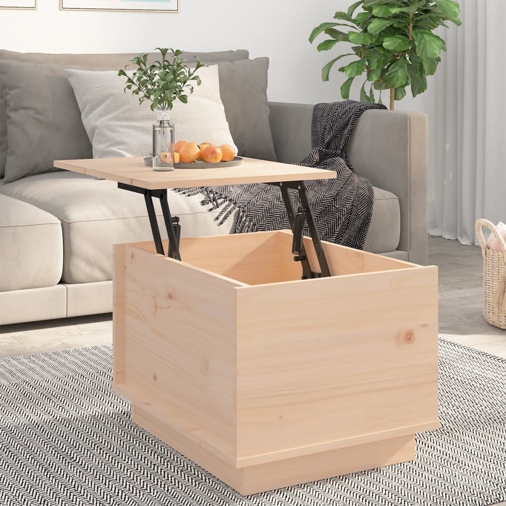 Mesa De Centro De Madera Maciza De Pino 40x50x35 Cm_1