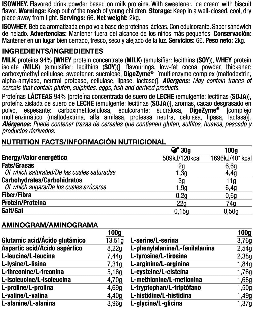 Isowhey - 2kg - Sandwich De Helado - Proteína De Aislado De Suero Isolate - Quamtrax_5