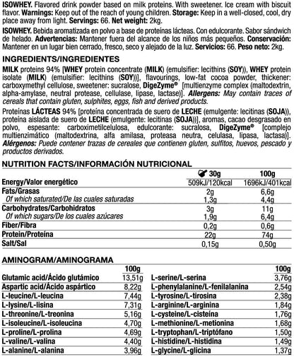 Isowhey - 2kg - Sandwich De Helado - Proteína De Aislado De Suero Isolate - Quamtrax_5