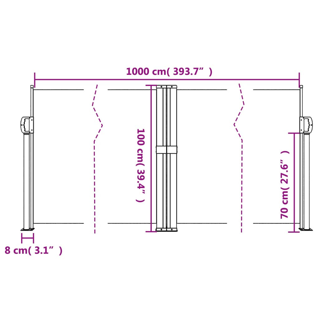 Vidaxl Toldo Lateral Retráctil Verde Oscuro 100x1000 Cm_2
