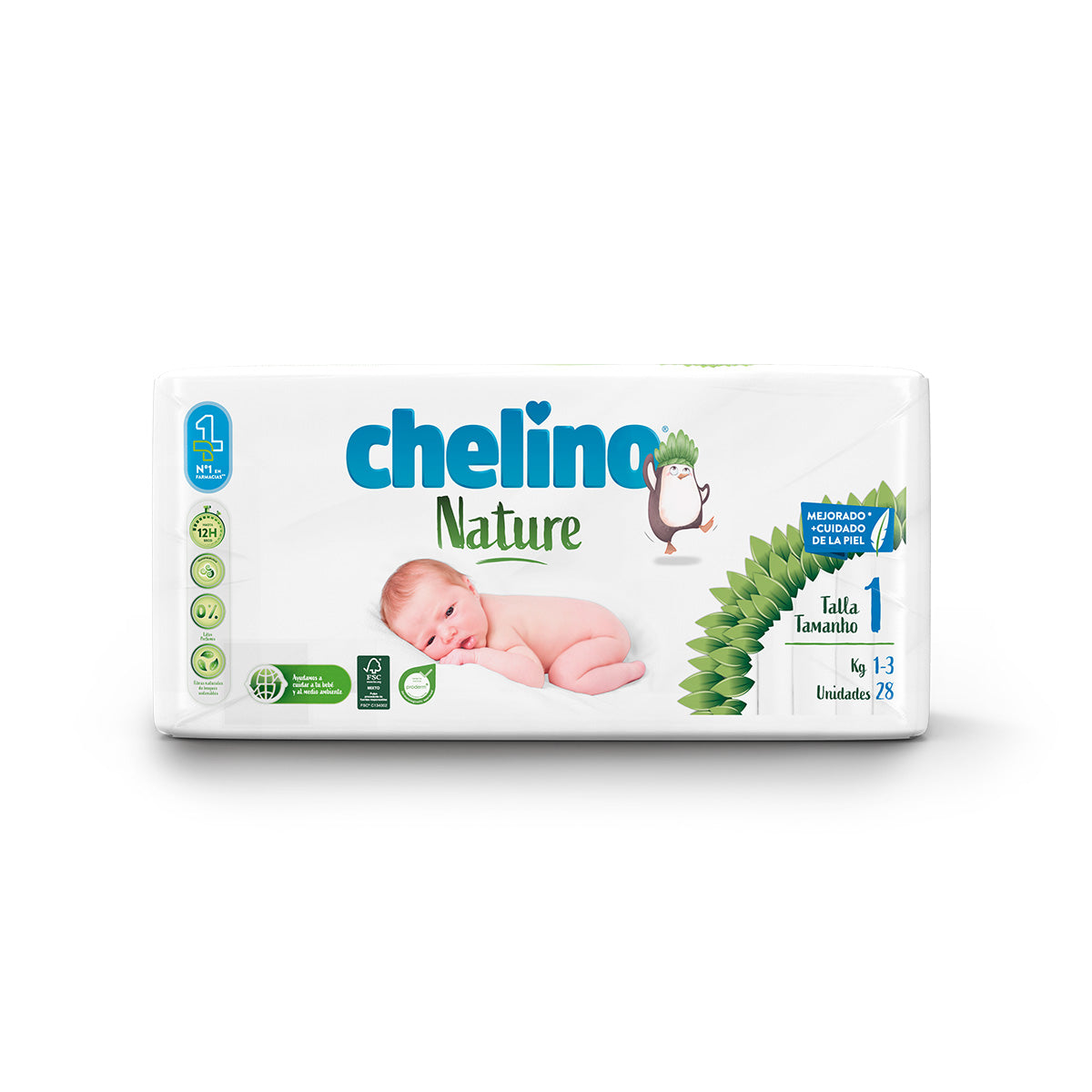 Pack ahorro Pañales T1 1-3 kg Chelino Nature 112 Uds
