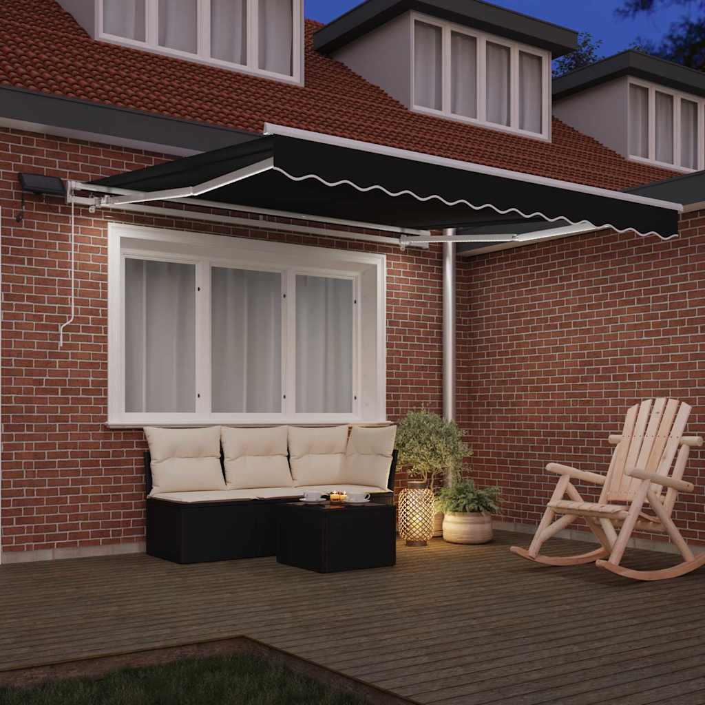 Toldo Retráctil Negro 300 X 250 Cm Tela Y Aluminio_2