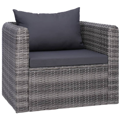 Vidaxl Set De Sofás De Jardín 7 Piezas Y Cojines Ratán Sintético Gris_5