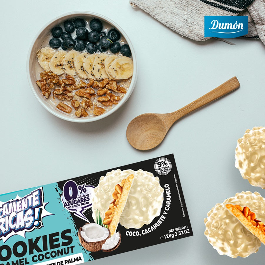 Galleta De Coco, Cacahuete Y Caramelo 128gr - Dumón, Snack Proteico Sin Azúcares Añadidos - Pack De 14 Unidades_5