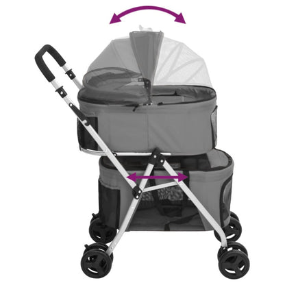 Vidaxl Cochecito Doble De Perros Plegable Tela Oxford Gris 83x48x97cm_5