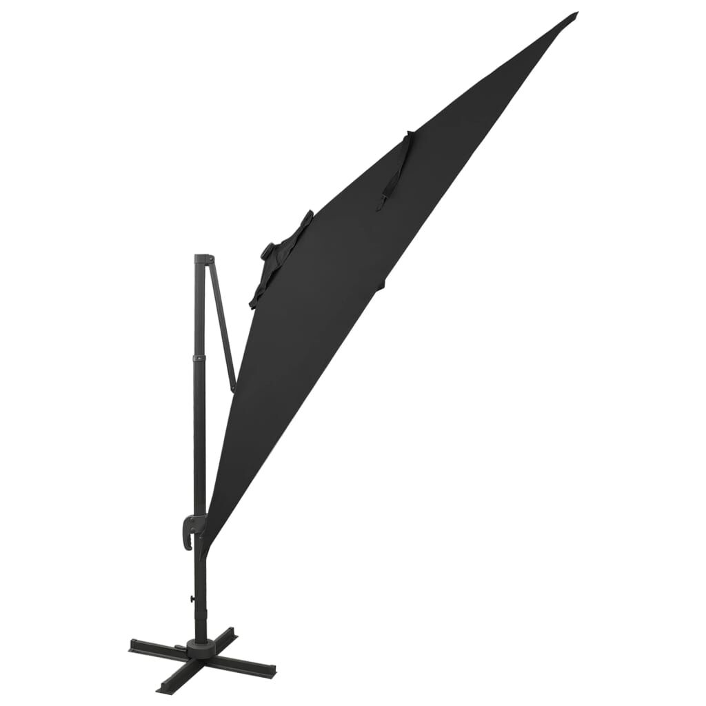 Vidaxl Sombrilla De Jardín Voladiza Con Palo Y Luces Led Negro 300 Cm_1