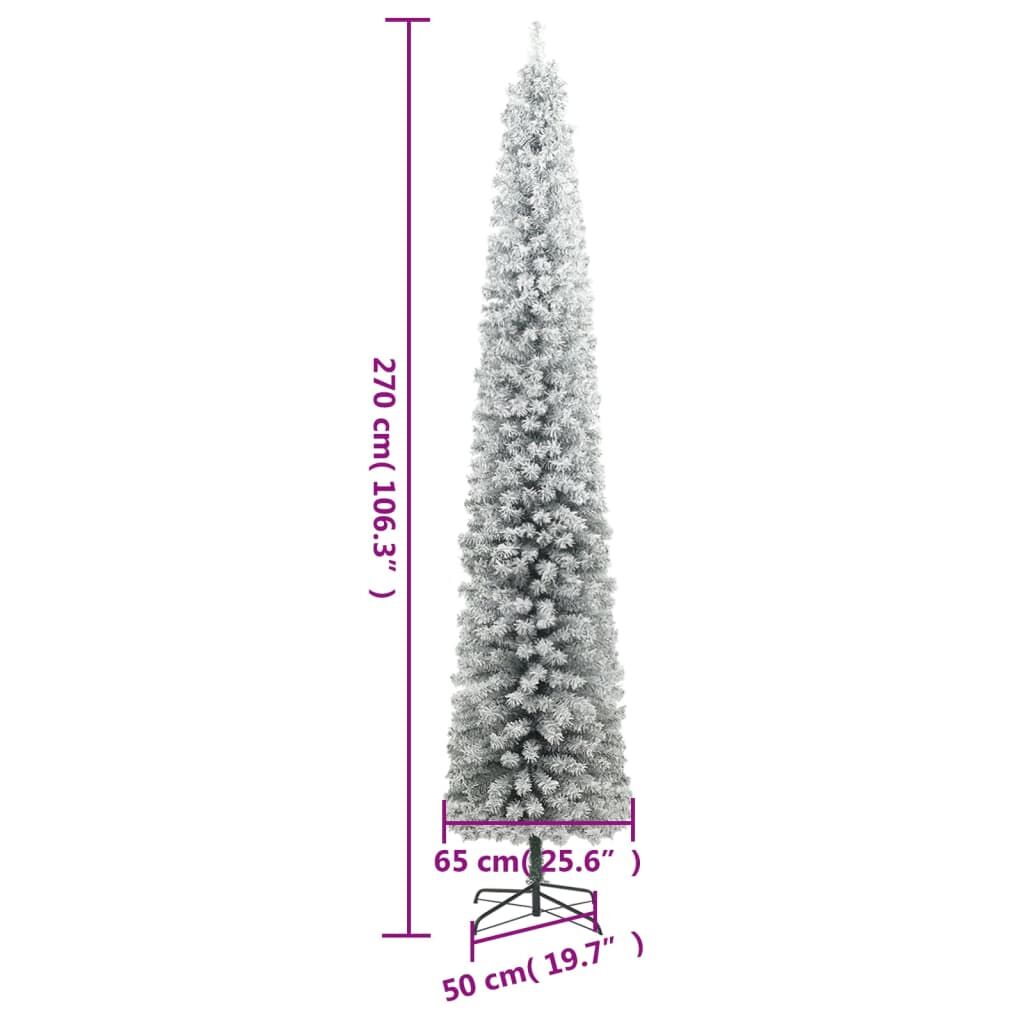 Vidaxl Árbol Navidad Estrecho Con Soporte Y Nieve Artificial Pvc 270cm_2