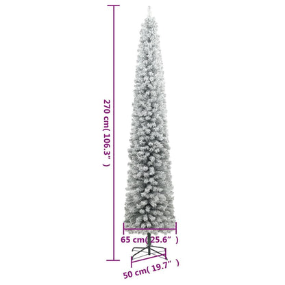 Vidaxl Árbol Navidad Estrecho Con Soporte Y Nieve Artificial Pvc 270cm_2