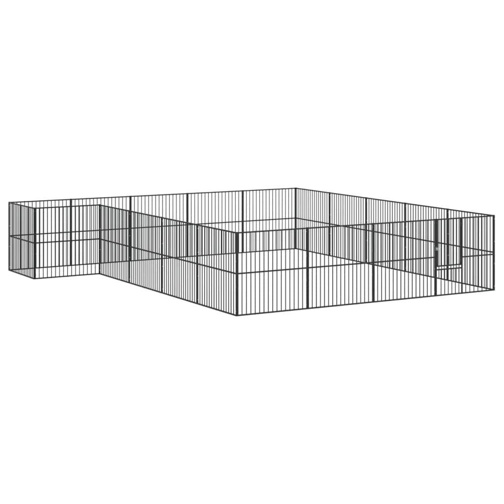 Vidaxl Corralito Para Perros Con 20 Paneles Acero Galvanizado Negro_0