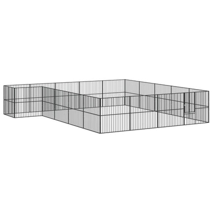 Vidaxl Corralito Para Perros Con 20 Paneles Acero Galvanizado Negro_0