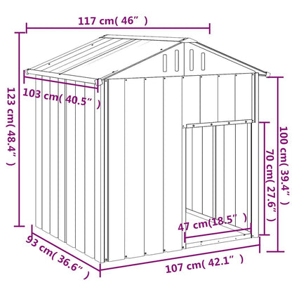 Vidaxl Caseta Perros Tejado Acero Galvanizado Gris Claro 117x103x123cm_4