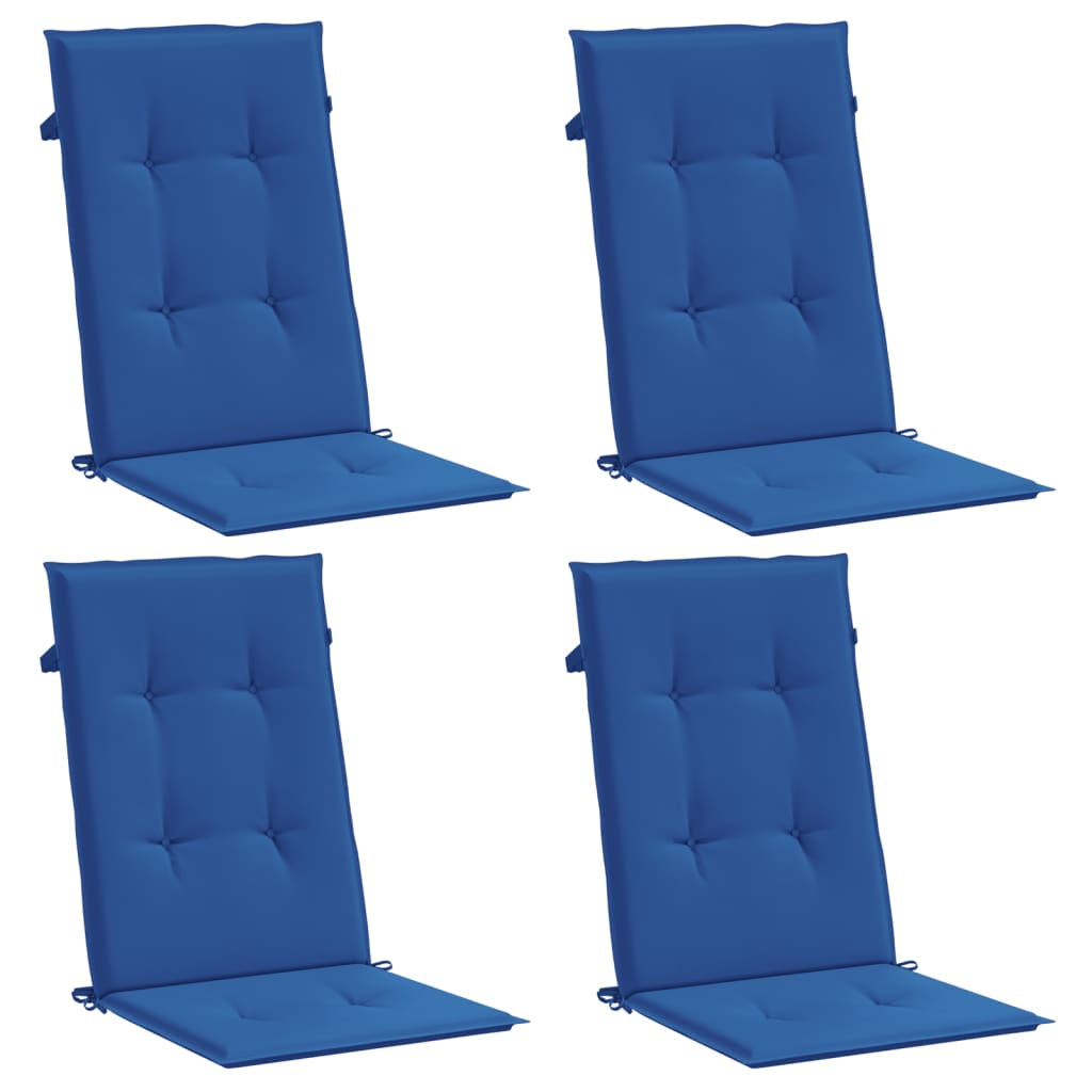 Vidaxl Cojín Silla De Jardín Respaldo Alto 4 Uds Tela Azul 120x50x3 Cm_0