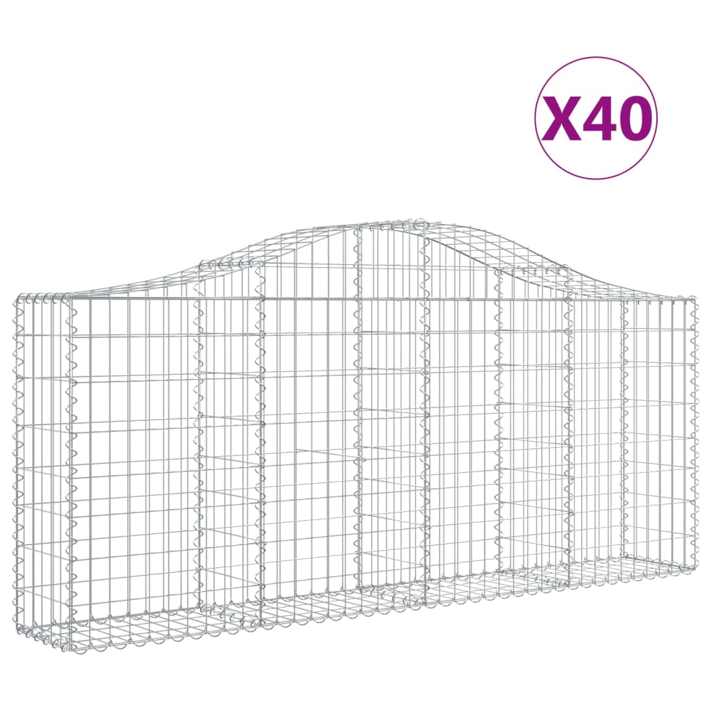 Cestas De Gaviones 40 Uds Forma De Arco Hierro 200x30x80/100 Cm_0