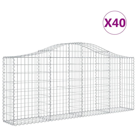 Cestas De Gaviones 40 Uds Forma De Arco Hierro 200x30x80/100 Cm_0