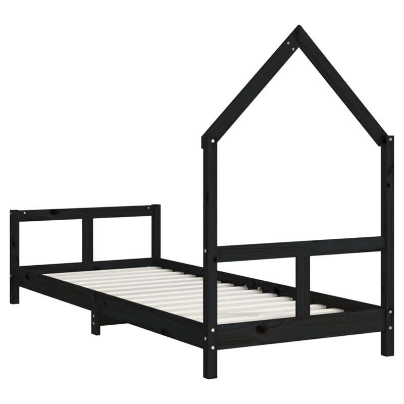 Vidaxl Estructura De Cama Para Niños Madera De Pino Negro 80x200 Cm_5
