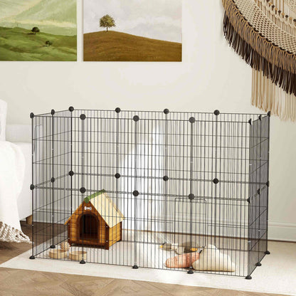 Pawhut Jaula Para Animales Pequeños Forma Personalizable 120x60x80 Cm Negro_3