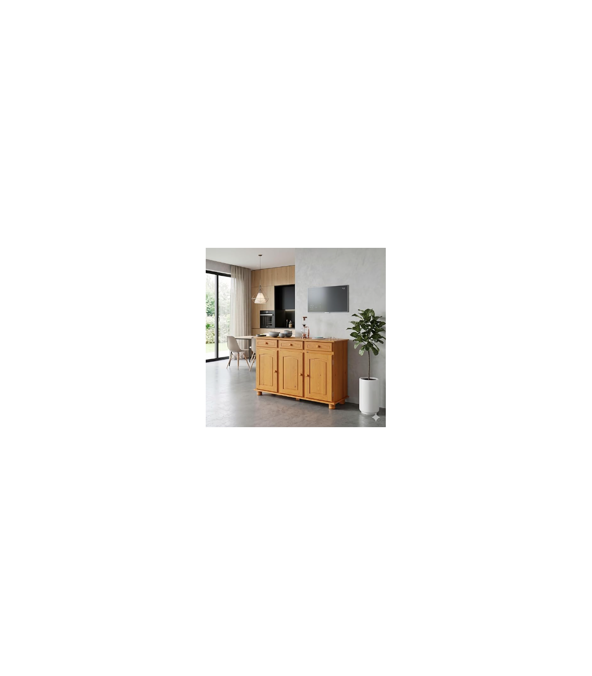 Aparador 3 Puertas Altea En Acabado Madera Maciza De Pino Color Miel 86 Cm(alto)130 Cm(anc_1