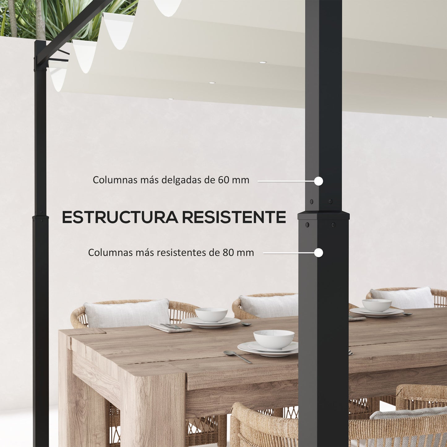 Outsunny Pérgola De Jardín 3x3 M Con Techo Retráctil Y Accesorio Magnético_4