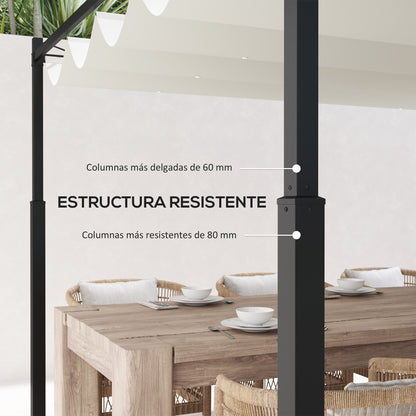 Outsunny Pérgola De Jardín 3x3 M Con Techo Retráctil Y Accesorio Magnético_4