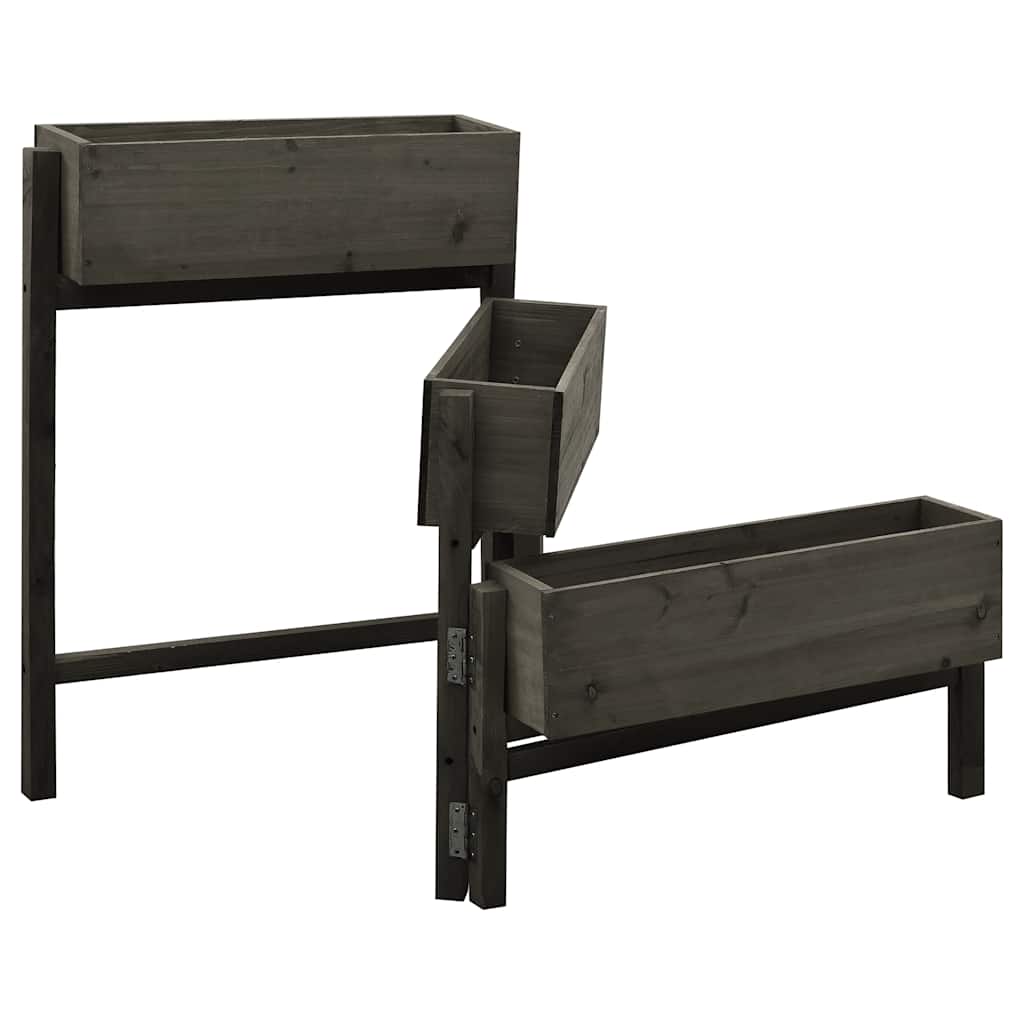 Jardinera Plegable De Jardín Madera De Abeto Gris 60x14x75 Cm_0