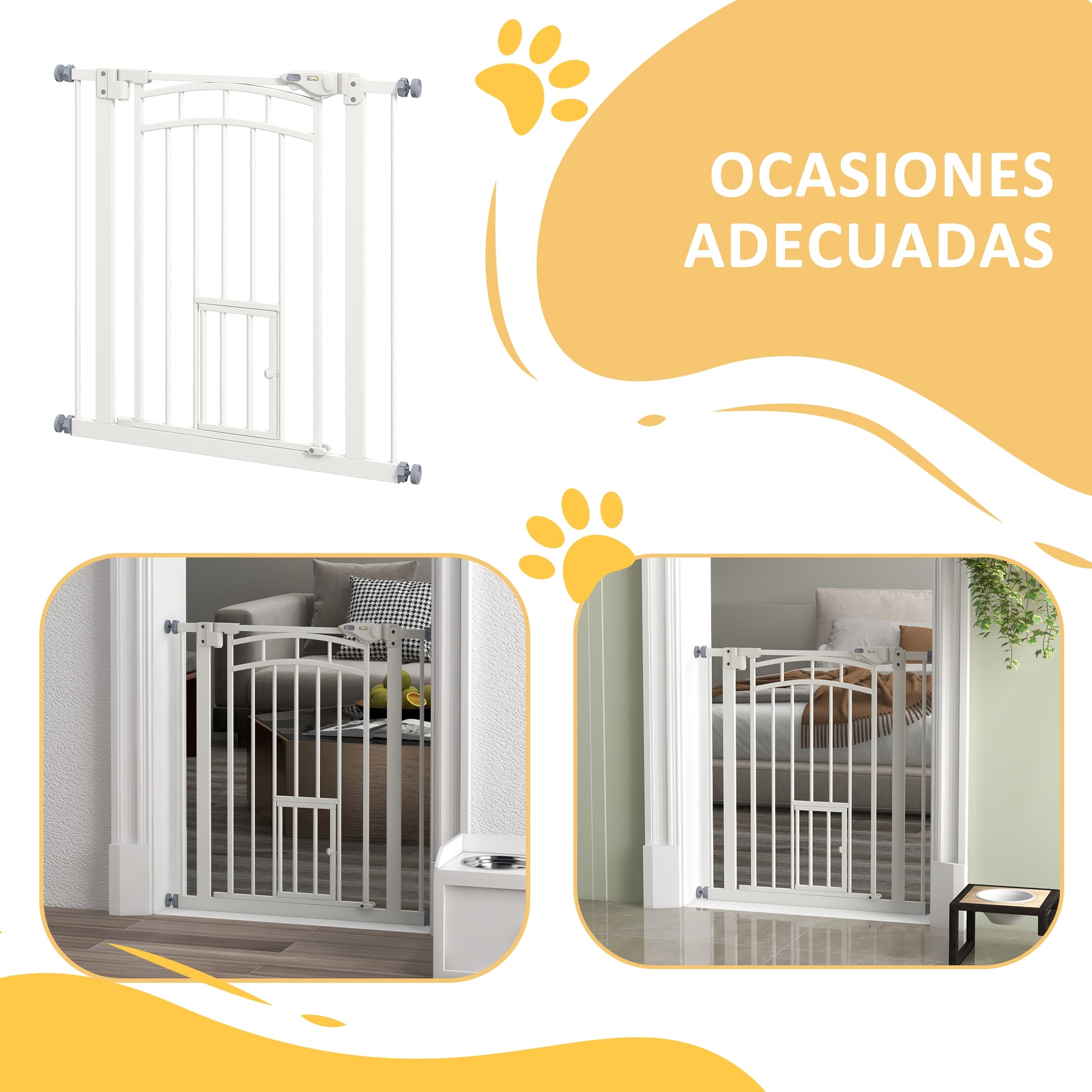 Pawhut Barrera De Seguridad Extensible 74-80x76 Cm Con Extensión Blanco_4