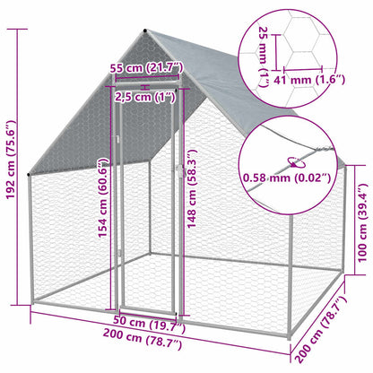 Vidaxl Jaula Gallinero De Exterior De Acero Galvanizado 2x2x1,92 M_2