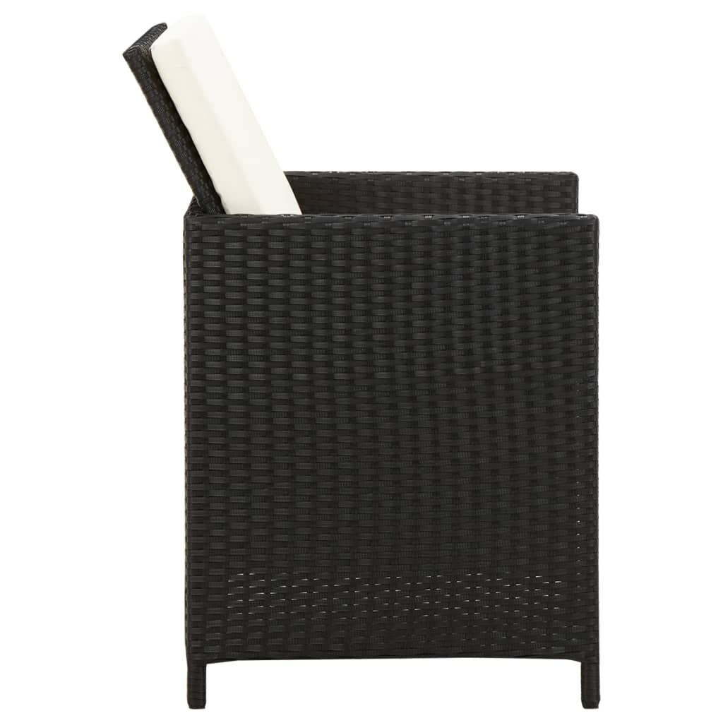Vidaxl Conjunto De Silla De Jardín Y Taburete 4 Piezas Negra Ratán Pe_3