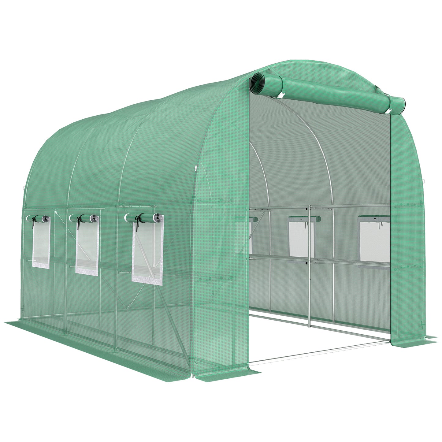 Outsunny Invernadero De Exterior 2,8x2x1,9 M Con Estantes Puerta Enrollable_0