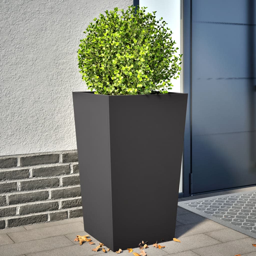 Jardineras 2 Uds Acero Negro 45x45x75 Cm_1