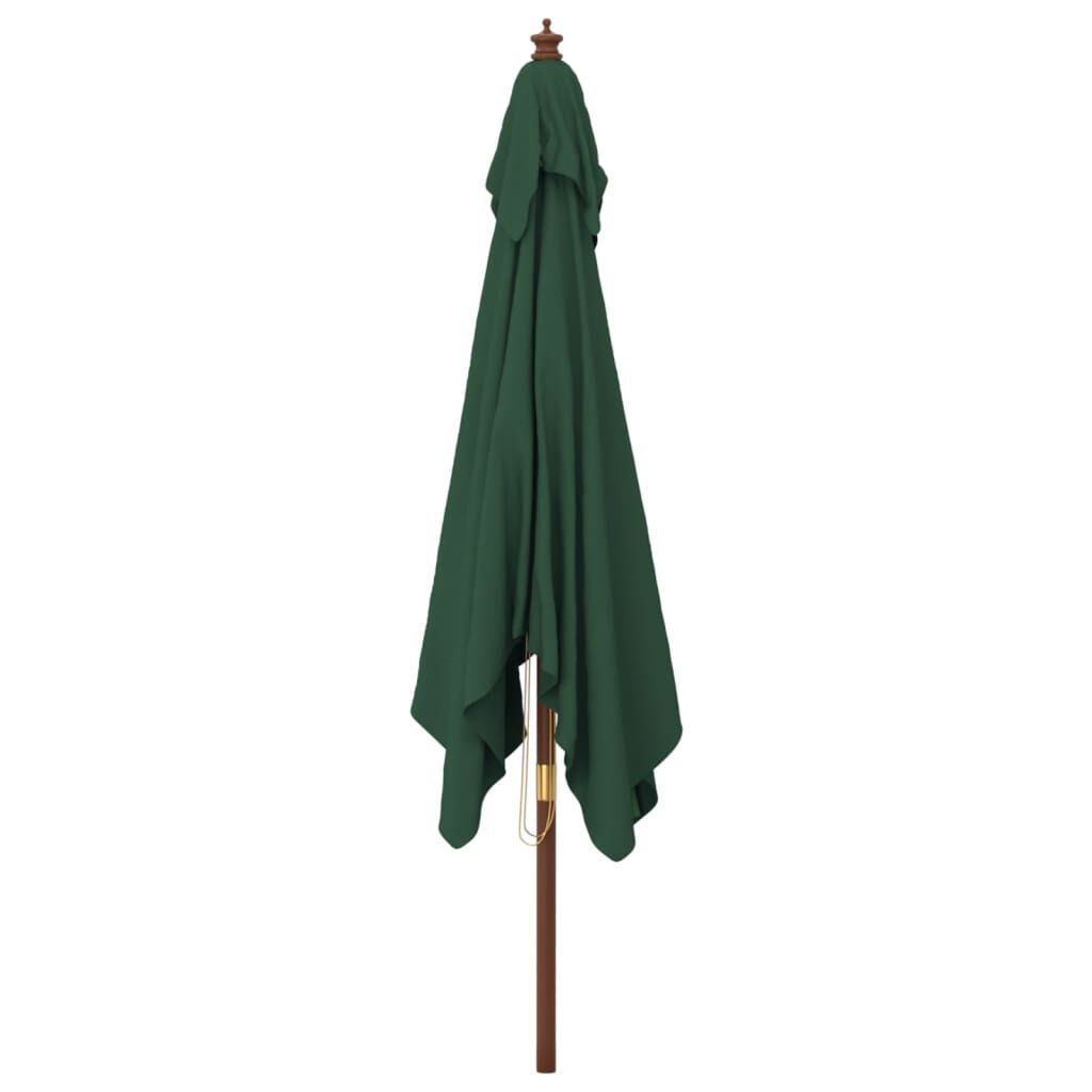 Vidaxl Sombrilla De Jardín Con Poste De Madera Verde 300x300x273 Cm_3