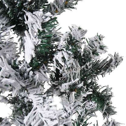 Vidaxl Mitad Árbol Navidad Artificial Delgado Con Nieve 210 Cm_5