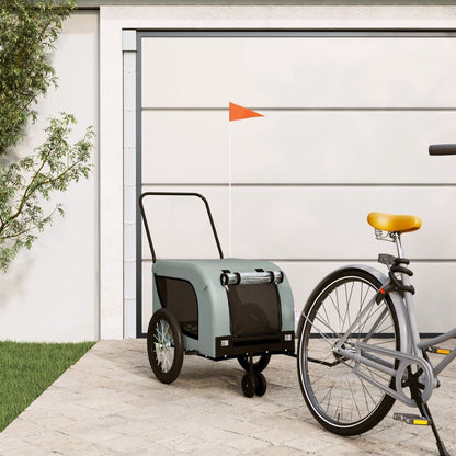 Vidaxl Remolque De Bicicleta Mascotas Hierro Tela Oxford Gris Negro_1