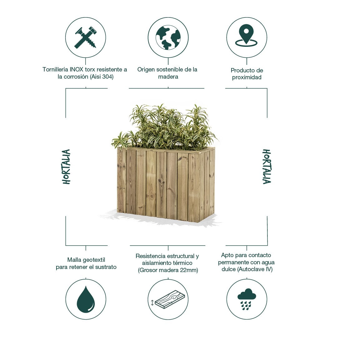 Jardinera De Madera Para Exterior 80x34x60 Cm Atrium Hortalia_2